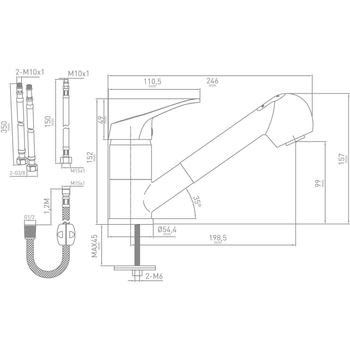 Belfry Bathroom Einhebel-Küchenarmatur Emilio mit Brause | Wayfair.de